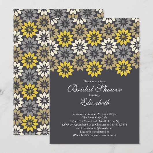 Zwart en goudhoudend bloei Vrijgezellenfeest Kaart (Voorkant / Achterkant)