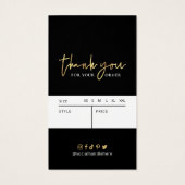 Zwart en goudhoudend kleding Hang Label prijslabel Visitekaartje (Achterkant)