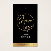 Zwart en goudhoudend kleding Hang Label prijslabel Visitekaartje (Voorkant)