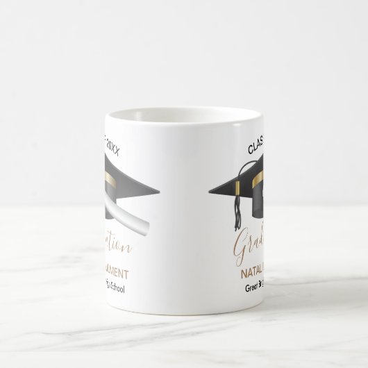 Zwart en goudhoudend Pet Afstuderen 2022 Koffiemok (Center)