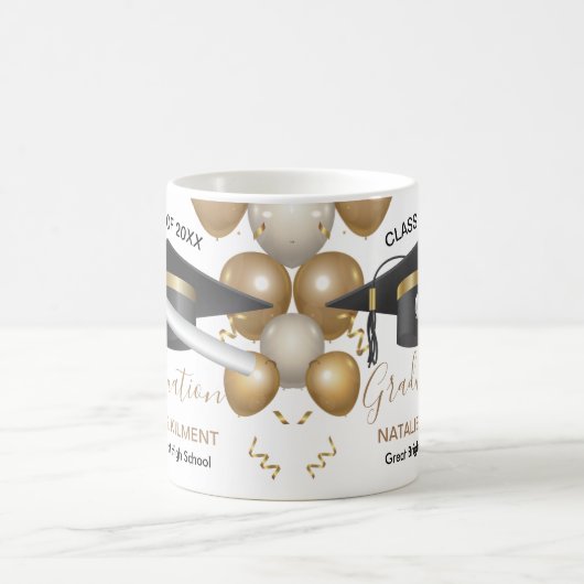 Zwart en goudhoudend Pet Afstuderen 2022 Koffiemok (Center)