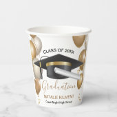 Zwart en goudhoudend Pet Afstuderen 2022 Papieren Bekers (Achterkant)