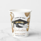 Zwart en goudhoudend Pet Afstuderen 2022 Papieren Bekers (Voorkant)