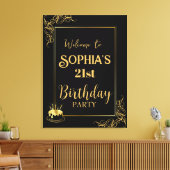 Zwart en goudhoudend schilderschilderij - Afdruk Canvas Afdruk (Insitu (Woonkamer))