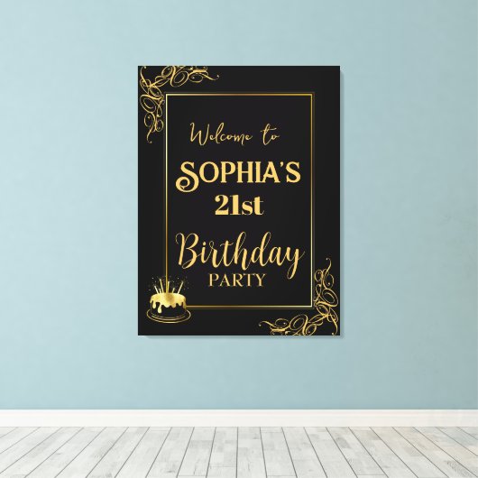 Zwart en goudhoudend schilderschilderij - Afdruk Canvas Afdruk (Insitu (Houten vloer))