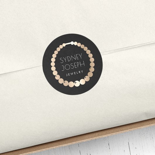 Zwart en goudKetting | Logo Joodse ontwerpen Ronde Sticker