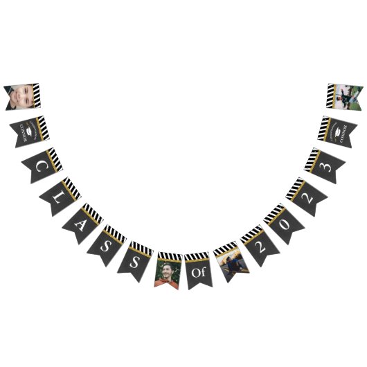 Zwart en goudkleurig Afstuderen van 2023 jongens F Vlaggetjes (Alle)