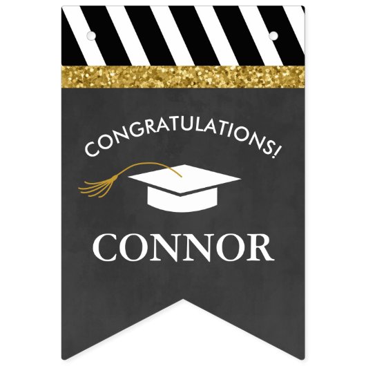 Zwart en goudkleurig Afstuderen van 2023 jongens F Vlaggetjes (Tweede vlag)