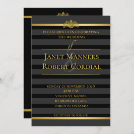 Zwart en goudkleurig huwelijk kaart