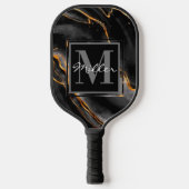 Zwart en goudkleurig monogram -  naam pickleball paddle (Voorkant)