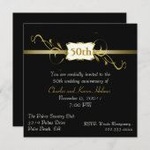 Zwart en goudkleurige jubileumuitnodiging kaart (Voorkant / Achterkant)