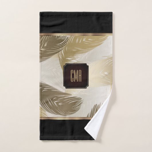 Zwart en goudkoortspatroon met monogram bad handdoek (Handdoek)