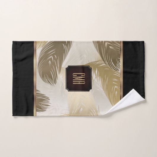 Zwart en goudkoortspatroon met monogram bad handdoek (Handdoek)