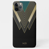 Zwart en goudkunstdecopatroon met monogram Case-Mate iPhone case (Achterkant)