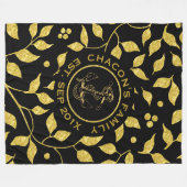 Zwart en goudlak naadloos patroon fleece deken (Voorkant (Horizontaal))