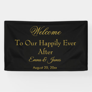 Zwart en goudlegant, gelukkig altijd na het huweli spandoek