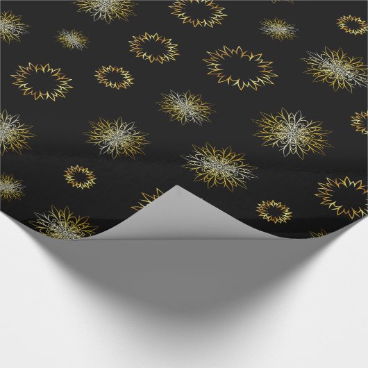 Zwart en goudlegant kerstpapier cadeaupapier (Hoek)