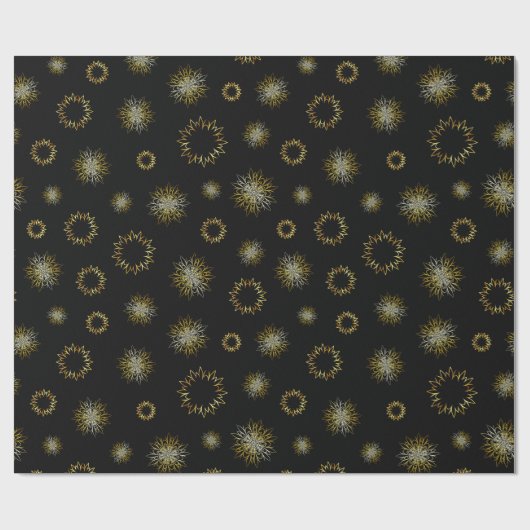 Zwart en goudlegant kerstpapier cadeaupapier (Vlak)