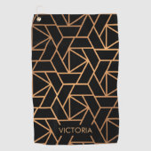 Zwart en goudlegant patroon golfhanddoek (Voorkant)