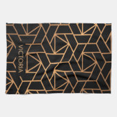 Zwart en goudlegant patroon theedoek (Horizontaal)