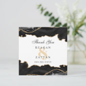 Zwart en goudmarmer Agate Modern Elegant Wedding Bedankkaart (Staand voorkant)