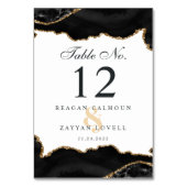 Zwart en goudmarmer Agate Modern Elegant Wedding Kaart (Voorkant)