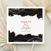 Zwart en goudmarmer Agate Modern Elegant Wedding Servet