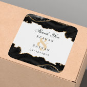 Zwart en goudmarmer Agate Modern Elegant Wedding Vierkante Sticker