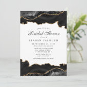 Zwart en goudmarmer Agate Modern Vrijgezellenfeest Kaart (Staand voorkant)