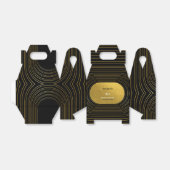 Zwart en goudmatig minimalistisch pleisterhuwelijk bedankdoosjes (Uitgevouwen)