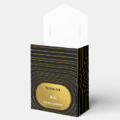 Zwart en goudmatig minimalistisch pleisterhuwelijk bedankdoosjes (Geopend)