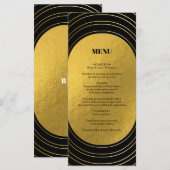 Zwart en goudmatig minimalistisch pleisterhuwelijk menu (Voorkant / Achterkant)