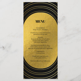 Zwart en goudmatig minimalistisch pleisterhuwelijk menu
