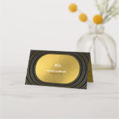 Zwart en goudmatig minimalistisch pleisterhuwelijk plaatskaartje (Achterkant)