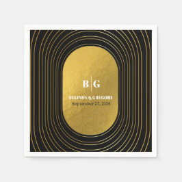 Zwart en goudmatig minimalistisch pleisterhuwelijk servet