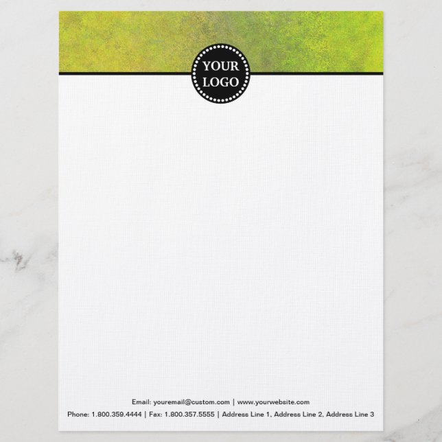 Zwart en goudmodern Briefpapier monogram op maat Briefhoofd (Voorkant)