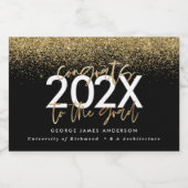 Zwart en goudmodern script glitter afstuderen sparkling wijnetiket (Enkel label)