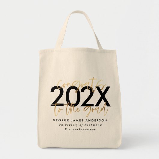 Zwart en goudmodern, stijlvol afstuderen tot tote bag (Voorkant)