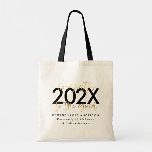 Zwart en goudmodern, stijlvol afstuderen tote bag (Achterkant)
