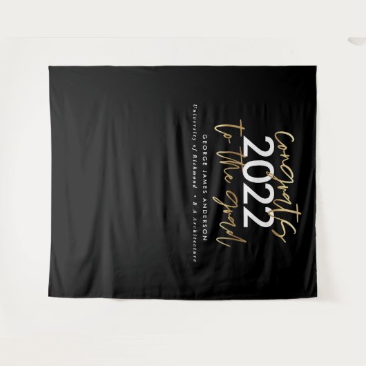 Zwart en goudmodern, stijlvol afstuderen wandkleed (Voorkant (horizontaal))