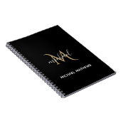 Zwart en goudmonogram Elegant Luxury Notitieboek (Rechterzijde)