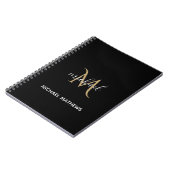 Zwart en goudmonogram Elegant Luxury Notitieboek (Linkerzijde)