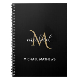 Zwart en goudmonogram Elegant Luxury Notitieboek
