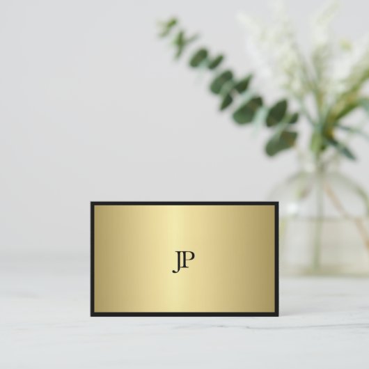 Zwart en goudmonogram in moderne professionele mod visitekaartje (Staand voorkant)