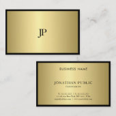 Zwart en goudmonogram in moderne professionele mod visitekaartje (Voorkant / Achterkant)