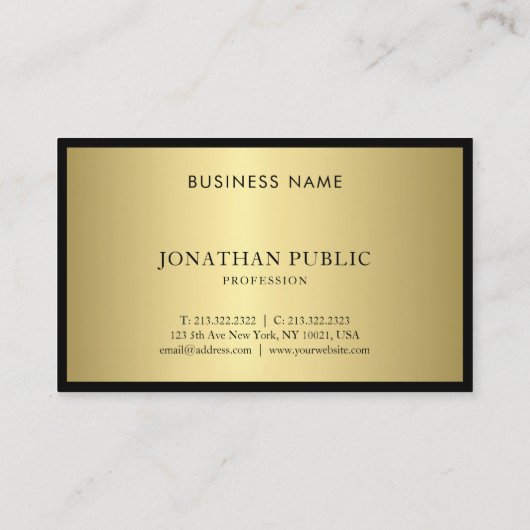 Zwart en goudmonogram in moderne professionele mod visitekaartje (Achterkant)