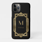 Zwart en goudmonogram op maat | Geometrisch Case-Mate iPhone Case (Achterkant)