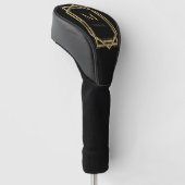 Zwart en goudmonogram op maat | Geometrisch Golfheadcover (Schuin)