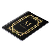 Zwart en goudmonogram op maat | Geometrisch Notitieboek (Linkerzijde)