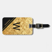 Zwart en goudmonogrammen Bagagelabel (Voorkant horizontaal)